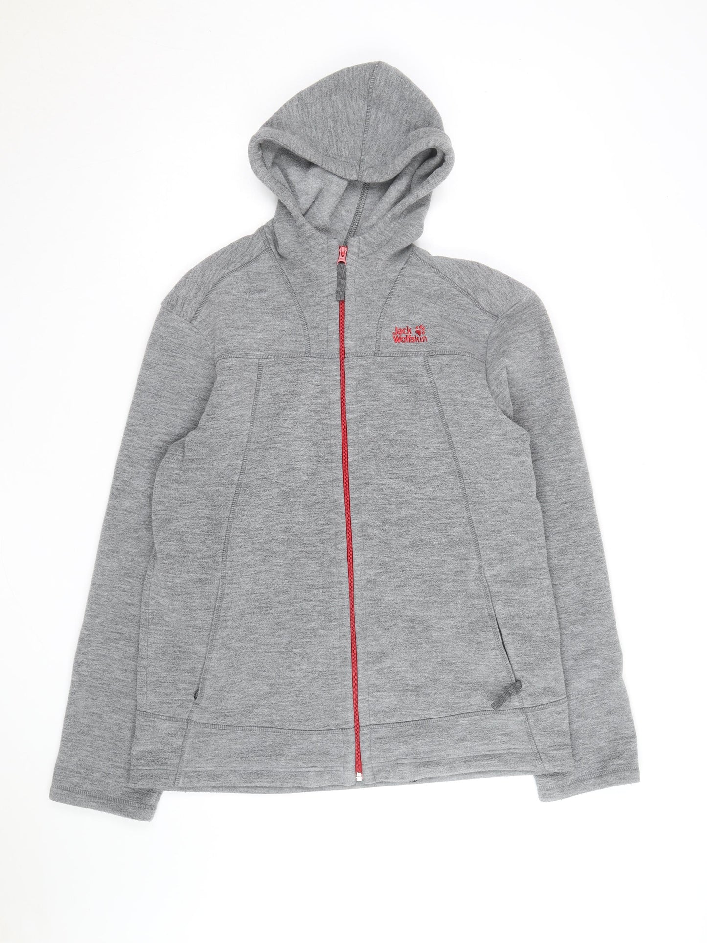 Jack Wolfskin Men Grey Full Zip Hooded Fleece Jacket Size L