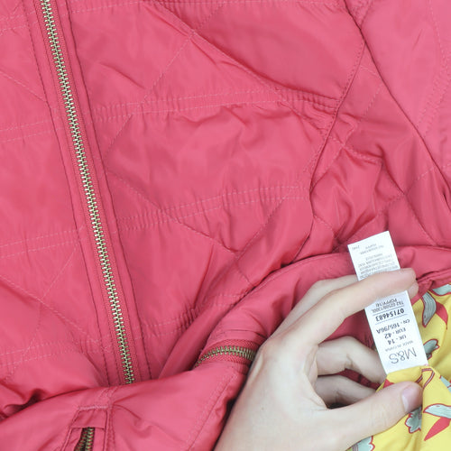 Marks and Spencer Women's Pink Quilted Mid-Length Jacket Size 14