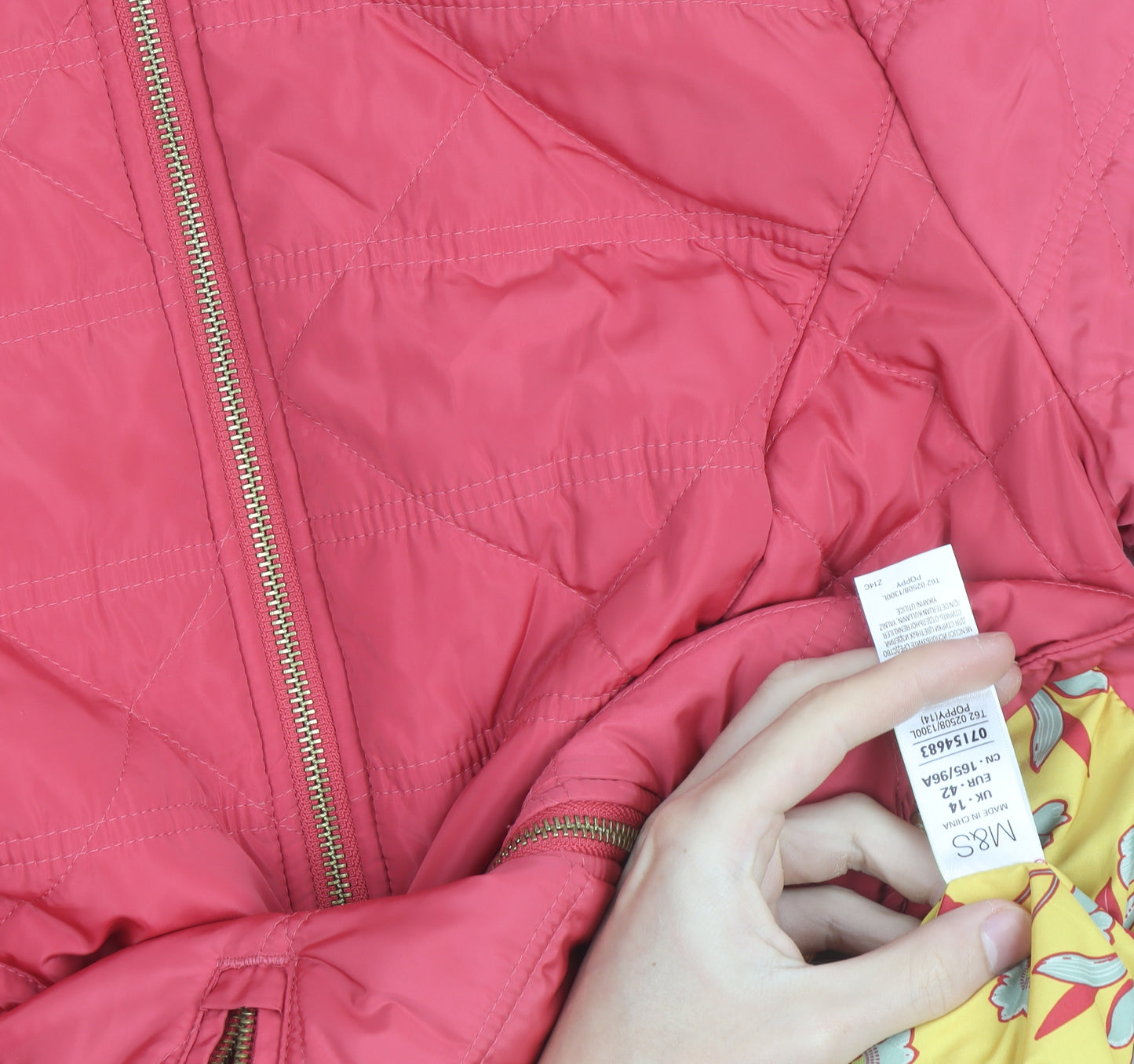 Marks and Spencer Women's Pink Quilted Mid-Length Jacket Size 14
