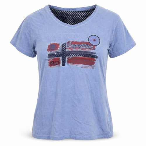 Canadian Peak Women Blue V-Neck Cotton Casual T-Shirt Size 18
