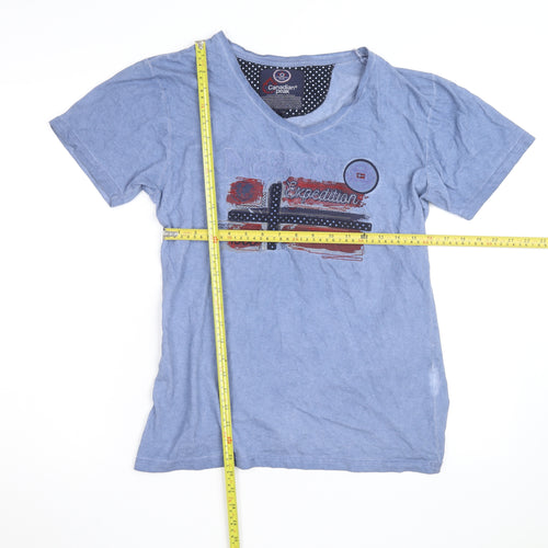 Canadian Peak Women Blue V-Neck Cotton Casual T-Shirt Size 18