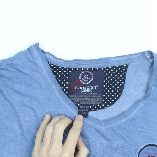 Canadian Peak Women Blue V-Neck Cotton Casual T-Shirt Size 18