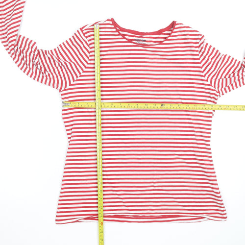 Lands' End Men's Red White Striped Cotton Long Sleeve Slim Fit Top M