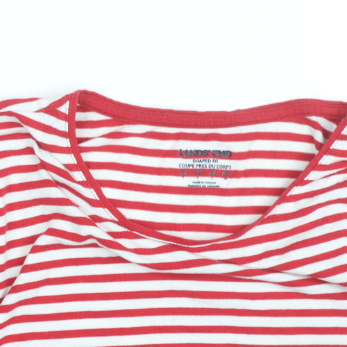 Lands' End Men's Red White Striped Cotton Long Sleeve Slim Fit Top M