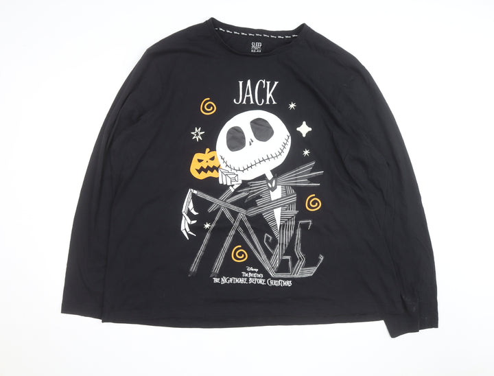 Disney Men's Black Jack Skellington Long Sleeve Halloween Top Size L