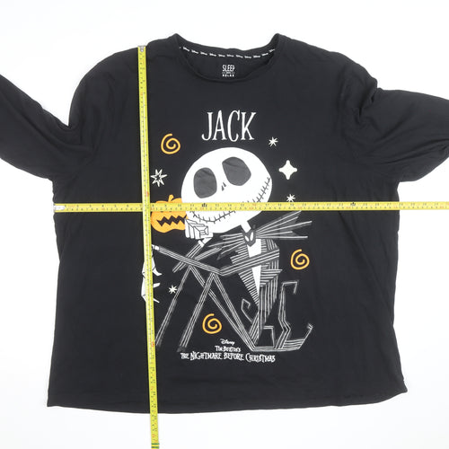 Disney Men's Black Jack Skellington Long Sleeve Halloween Top Size L