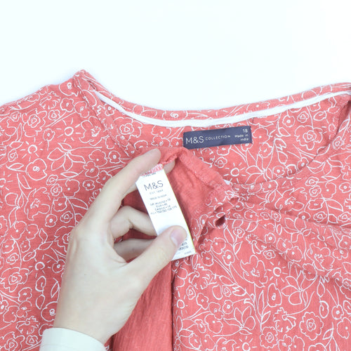 Marks and Spencer Women’s Orange Floral Tunic Blouse Size 18