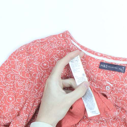 Marks and Spencer Women’s Orange Floral Tunic Blouse Size 18