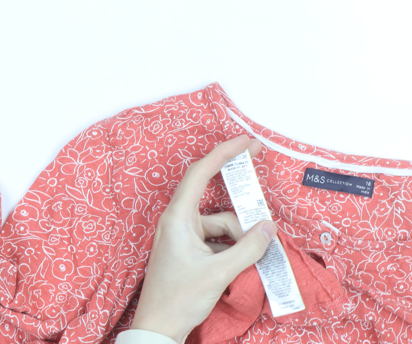 Marks and Spencer Women’s Orange Floral Tunic Blouse Size 18