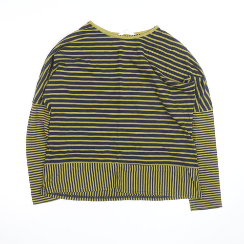 Braintree Womens Green Striped Long Sleeve Cotton T-Shirt Size S