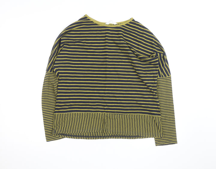 Braintree Womens Green Striped Long Sleeve Cotton T-Shirt Size S
