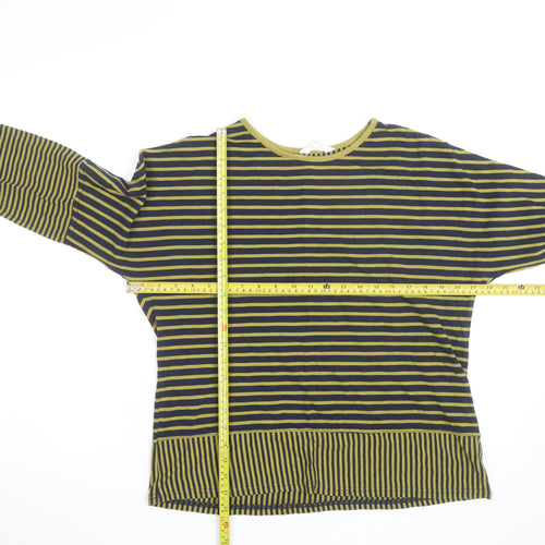 Braintree Womens Green Striped Long Sleeve Cotton T-Shirt Size S