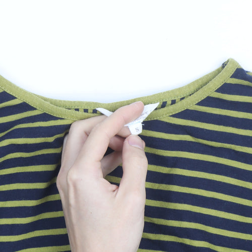Braintree Womens Green Striped Long Sleeve Cotton T-Shirt Size S
