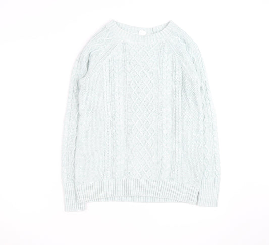 GAP Men’s Blue Cable-Knit Crew Neck Cotton Pullover Jumper M