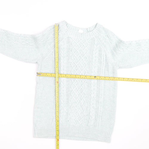 GAP Men’s Blue Cable-Knit Crew Neck Cotton Pullover Jumper M