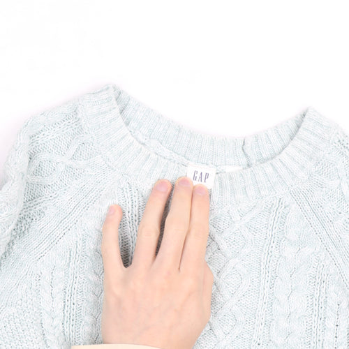 GAP Men’s Blue Cable-Knit Crew Neck Cotton Pullover Jumper M