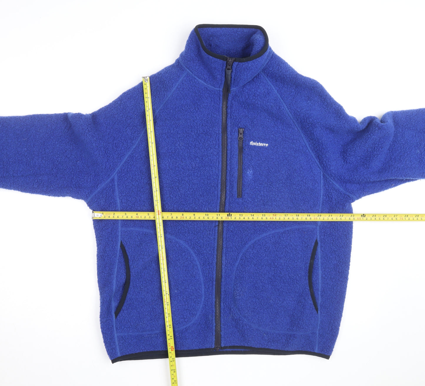 Finisterre Men's Blue Wool Fleece Jacket L Full Zip Outdoor