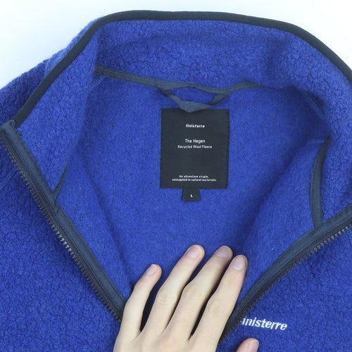 Finisterre Men's Blue Wool Fleece Jacket L Full Zip Outdoor