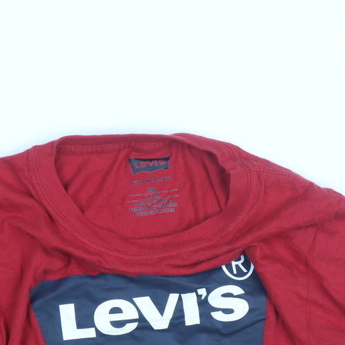 Levi's Boys Red Long Sleeve Logo Cotton T-Shirt 10 Years