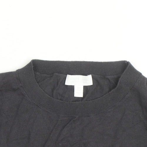The White Company Men's Grey Striped Cotton Crew Neck Jumper M