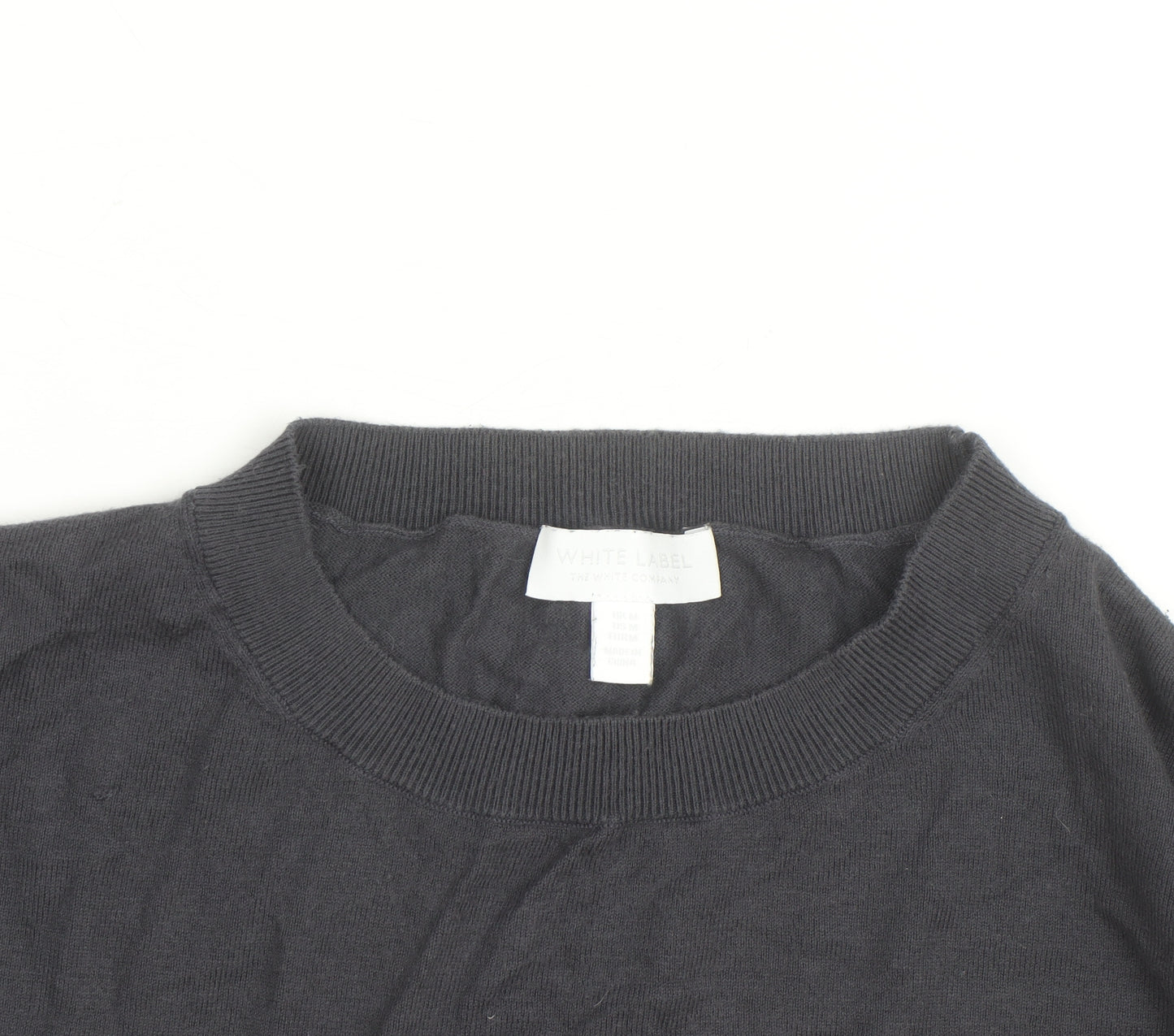 The White Company Men's Grey Striped Cotton Crew Neck Jumper M