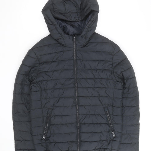 Jack & Jones Men's Black Puffer Jacket Hooded Size S