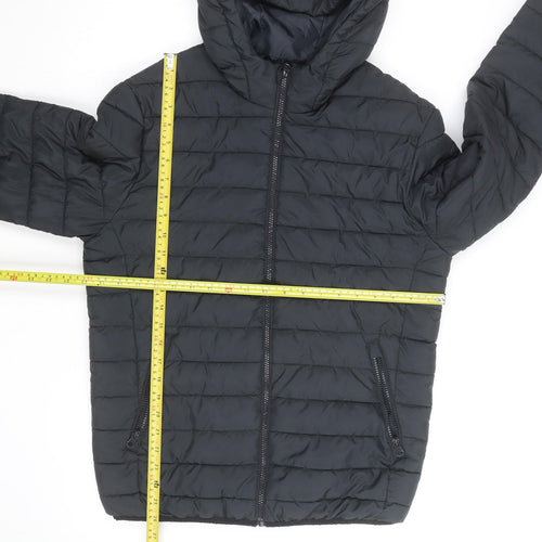 Jack & Jones Men's Black Puffer Jacket Hooded Size S