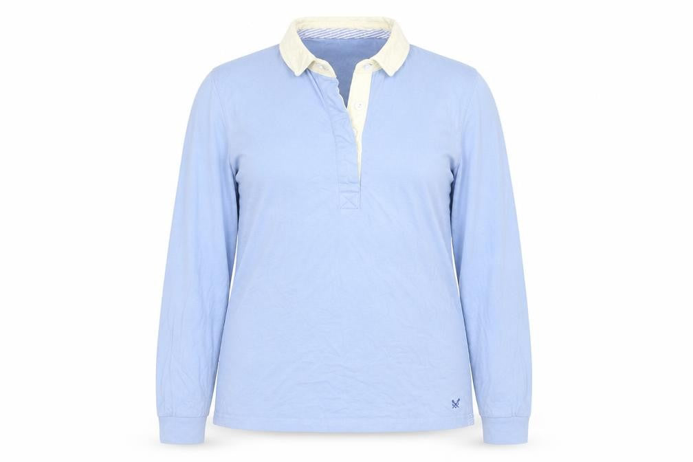 Crew Clothing Company Womens Blue Long Sleeve Polo Shirt Size 14