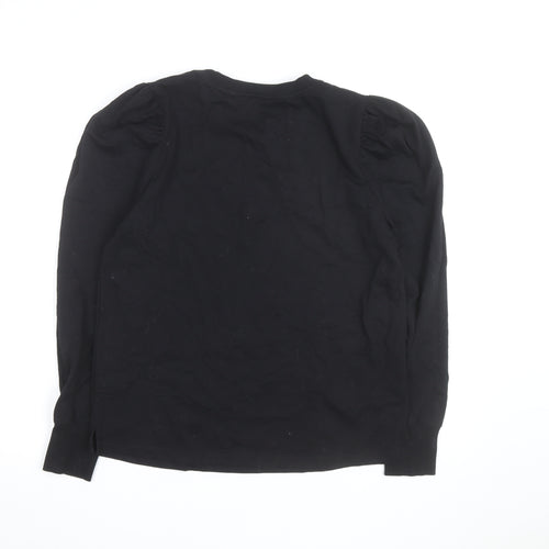 Hush Black Long Sleeve Cotton Jersey Top M Unisex Casual