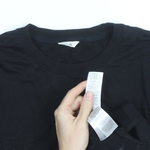 Hush Black Long Sleeve Cotton Jersey Top M Unisex Casual