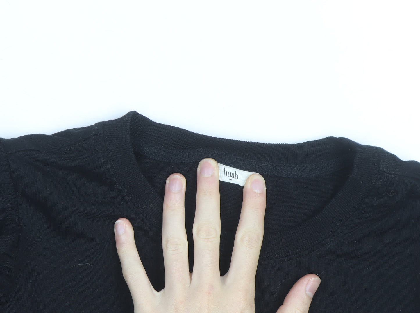 Hush Black Long Sleeve Cotton Jersey Top M Unisex Casual