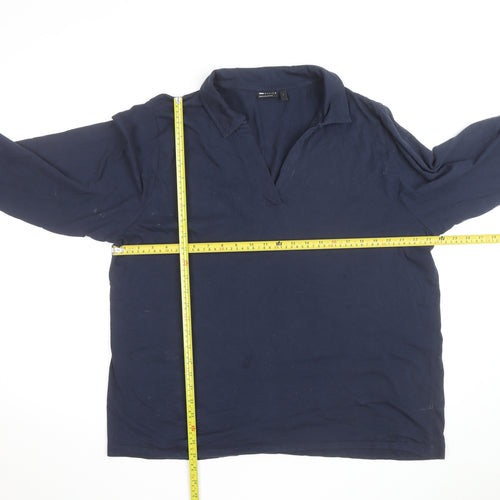ASOS Women’s Blue Collared Cotton Long Sleeve Jersey Blouse M