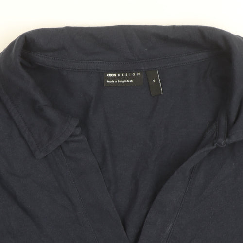 ASOS Women’s Blue Collared Cotton Long Sleeve Jersey Blouse M