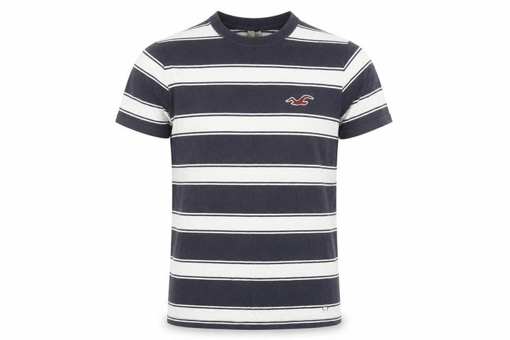 Hollister Men’s Blue Striped Slim Fit Cotton Crew Neck T-Shirt Size L