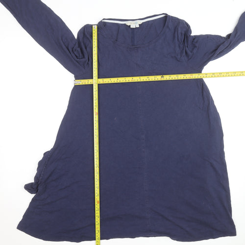 Boden Women Blue Cotton Jersey Shift Dress Size 12 Long Sleeve