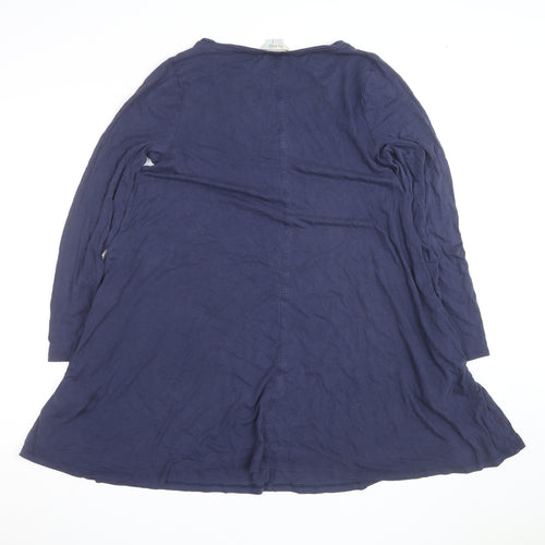 Boden Women Blue Cotton Jersey Shift Dress Size 12 Long Sleeve