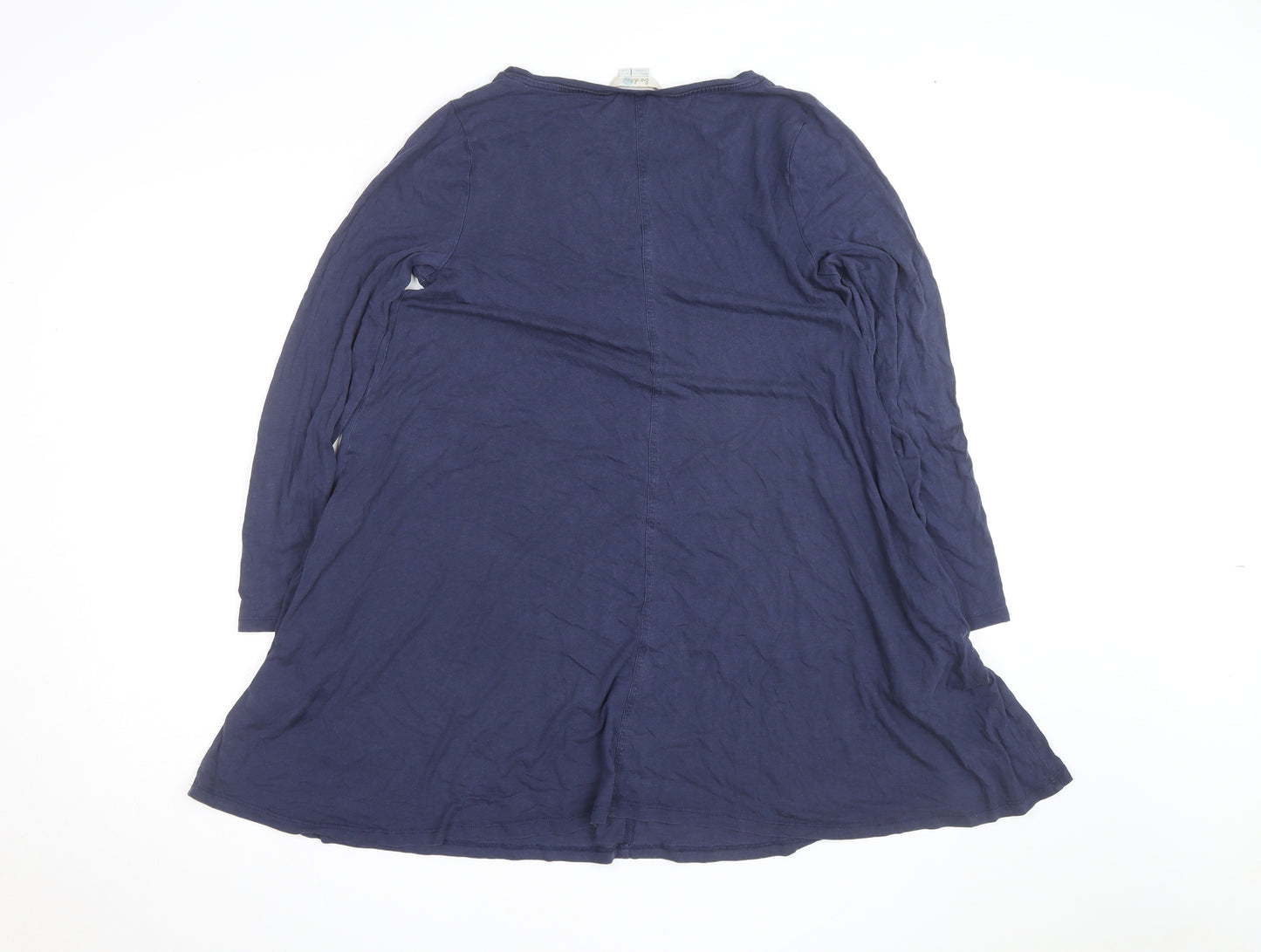 Boden Women Blue Cotton Jersey Shift Dress Size 12 Long Sleeve