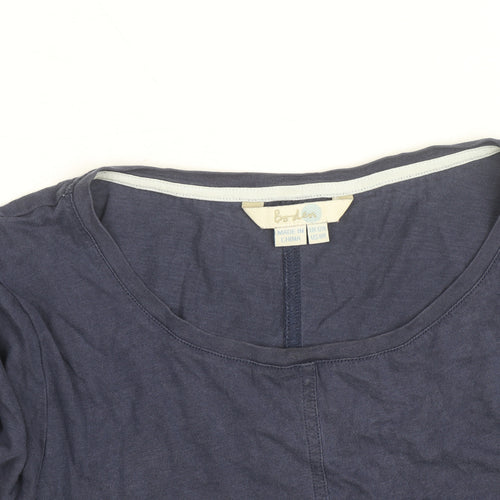 Boden Women Blue Cotton Jersey Shift Dress Size 12 Long Sleeve