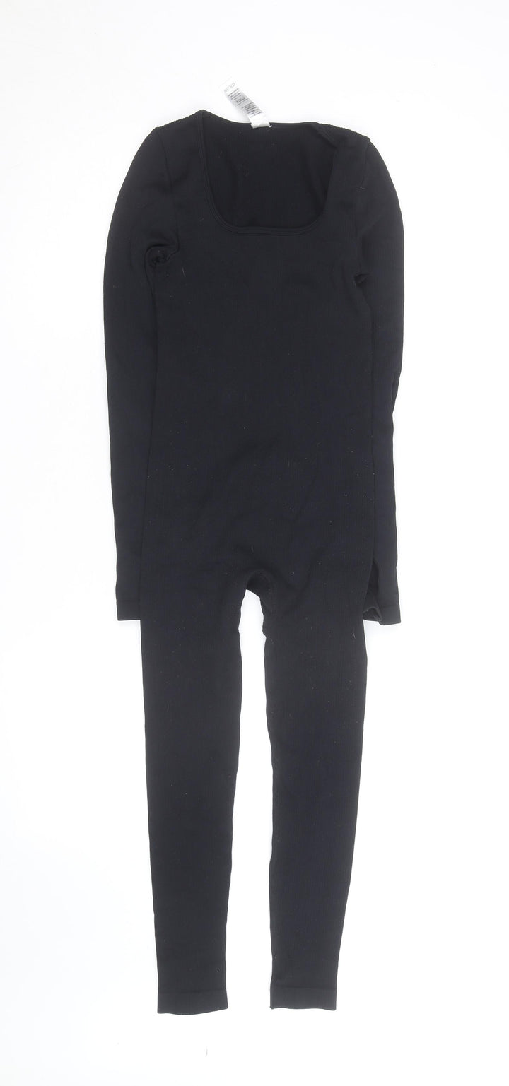 MOOSLOVER Women’s Black Long Sleeve Square Neck Stretch Catsuit XS
