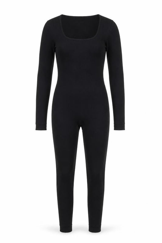MOOSLOVER Women’s Black Long Sleeve Square Neck Stretch Catsuit XS