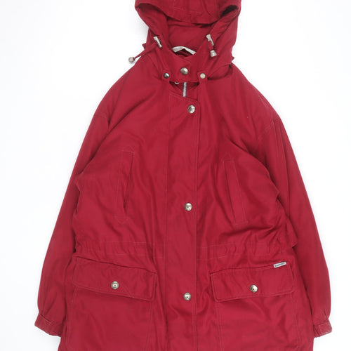 Marks and Spencer Women Red Hooded Parka Jacket Size 14 Lined Waterproof