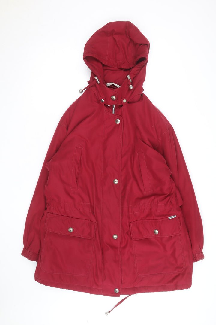 Marks and Spencer Women Red Hooded Parka Jacket Size 14 Lined Waterproof