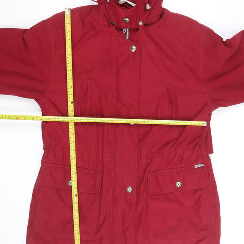 Marks and Spencer Women Red Hooded Parka Jacket Size 14 Lined Waterproof