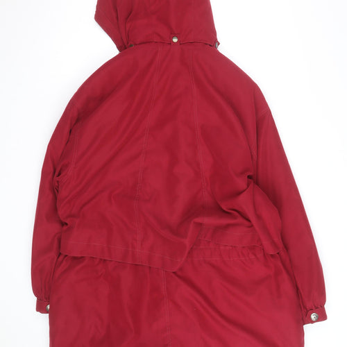 Marks and Spencer Women Red Hooded Parka Jacket Size 14 Lined Waterproof