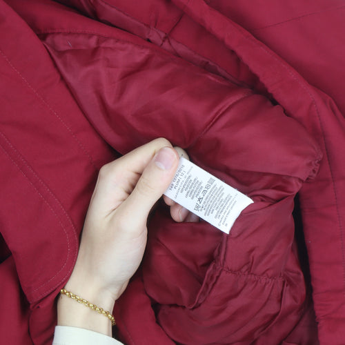 Marks and Spencer Women Red Hooded Parka Jacket Size 14 Lined Waterproof