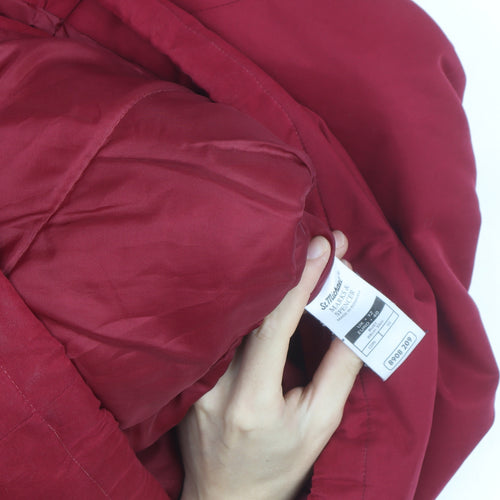 Marks and Spencer Women Red Hooded Parka Jacket Size 14 Lined Waterproof