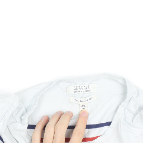 Seasalt Women’s Multicoloured Stripe Sailor Top Size 8 3/4 Sleeve Cotton