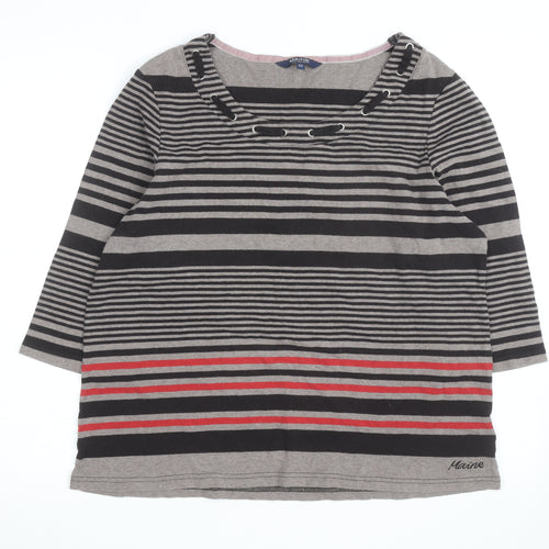 Maine New England Women's Grey Striped 3/4 Sleeve T-Shirt Size 22