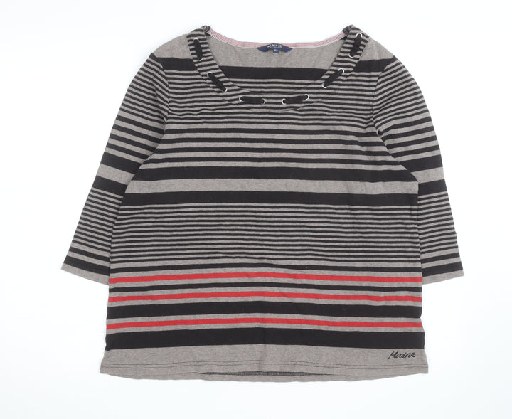 Maine New England Women's Grey Striped 3/4 Sleeve T-Shirt Size 22