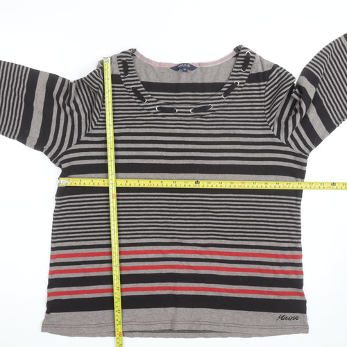 Maine New England Women's Grey Striped 3/4 Sleeve T-Shirt Size 22